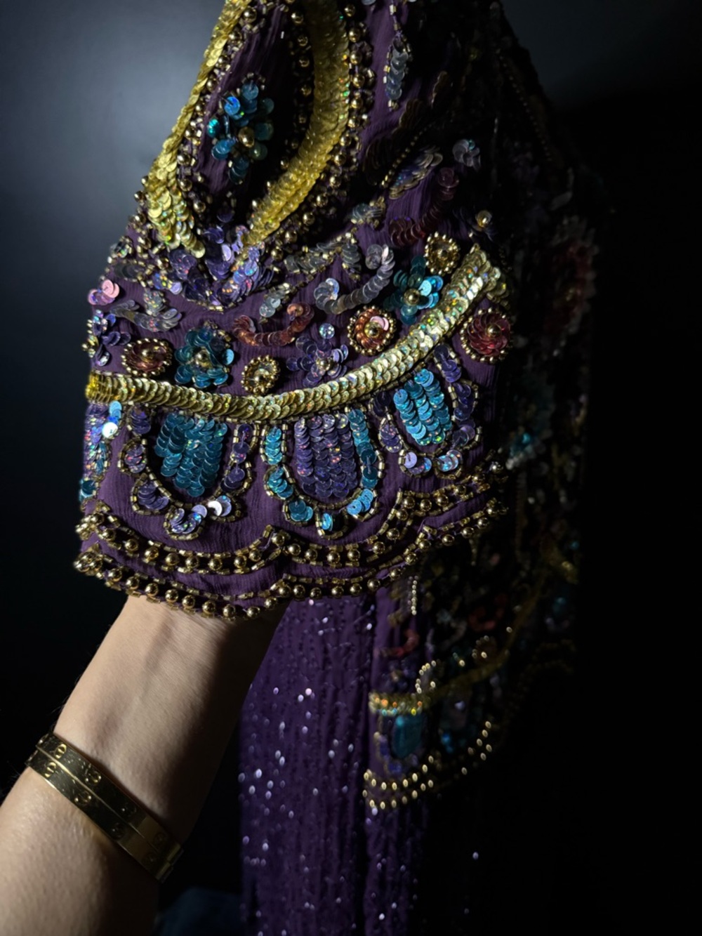 Silk Embellished Caftan Midi Dress Statement - Picture 6 of 12